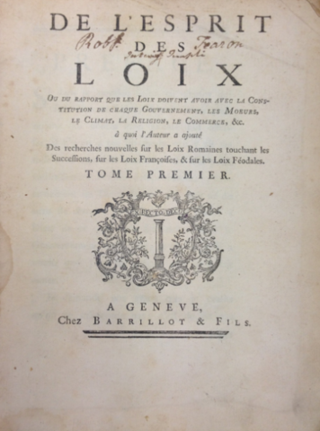 Publicación del Espíritu de las Leyes de Montesquieu