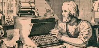 La primera maquina de escribir.