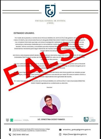 Apps de préstamos "montadeudas" envían un comunicado falso que dice que la fiscalía ya las declaró como inocentes en México.