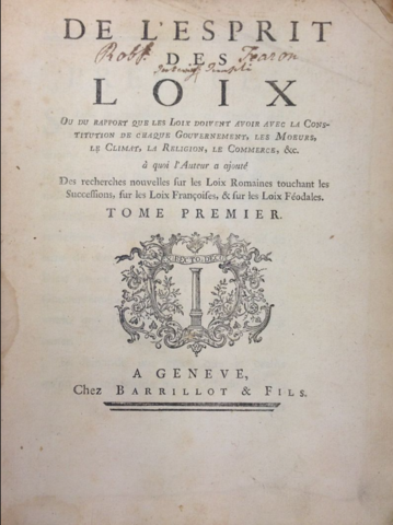 Publicación del Espíritu de las Leyes de Montesquieu