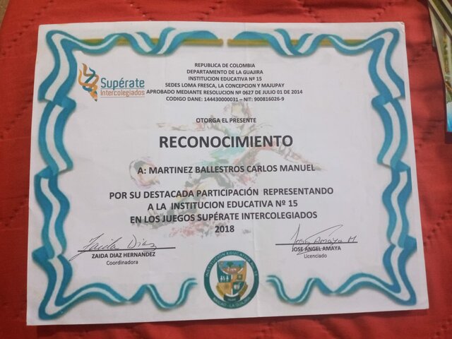 Distinciones ganadas por ser buen deportista.