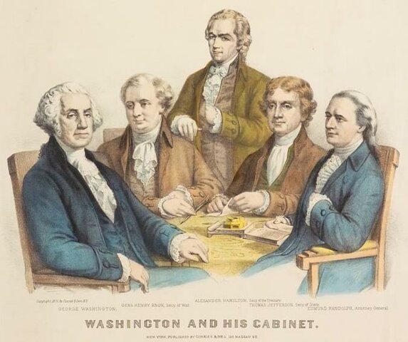 George Washington appoints his members to his cabinet after taking office as the First President of the United States