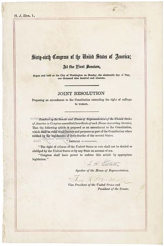 19th Amendment is ratified in Massachusetts