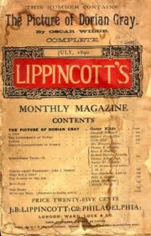 The Short story " The picture of Dorian Gray" appears on the cover of Lippencott's monthly magazine