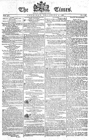 First Major Newspaper in UK (The Times)