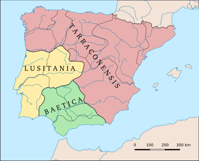 Reorganización de Hispania en Lusitania, Bética y Citerior