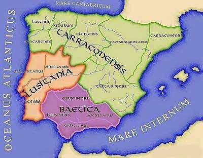 Reorganización de Hispania en Lusitania, Bética y Citerior
