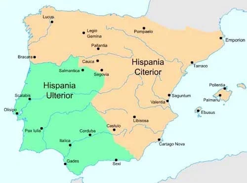 División de Hispania en Ulterior y Citerior