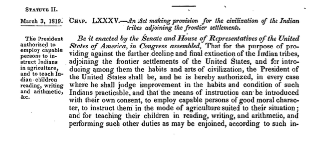 Indian Civilization Act of 1819