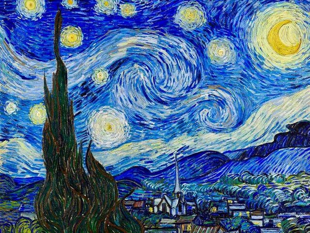 Van Gogh paints Starry Night in a mental hospital