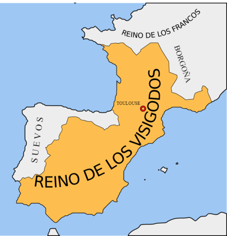 414: Llegada de los visigodos, expulsados del sur de la Galia por los francos