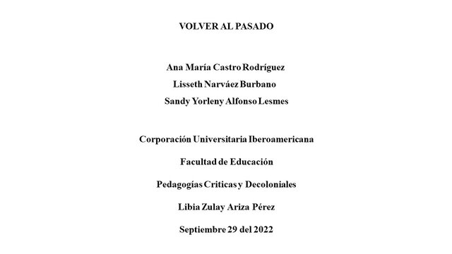 VOLVEL AL PASADO - ACTIVIDAD 1