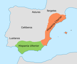 División de Hispania en Ulterior y Citerior