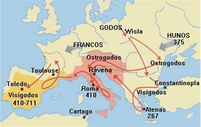 • 414: Llegada de los visigodos, expulsados del sur de la Galia por los francos