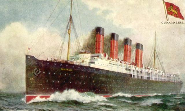 A German U-Boat sinks teh Lusitania.