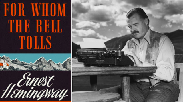 Ernest Hemingway publishes the novel for whom the Bells Tolls, set in the spanish civil war