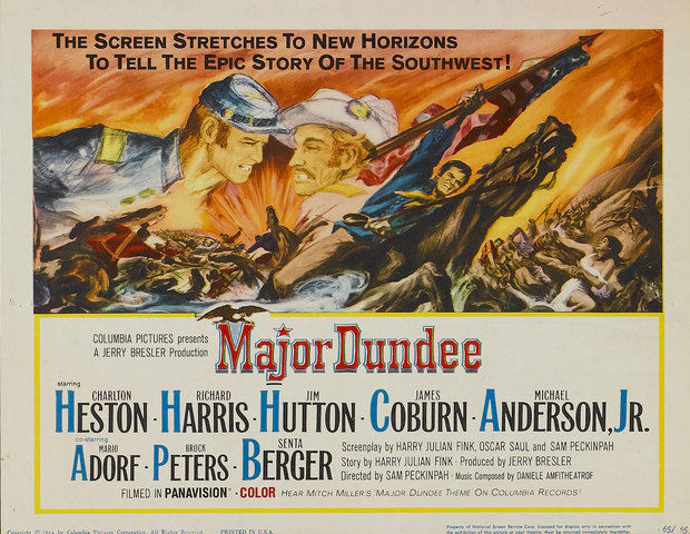 Cartel publicitario de Major Dundee 1964
