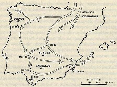 Invasión de Suevos, Alanos y Vándalos.