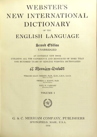 Webster’s New International Dictionary of the English Language