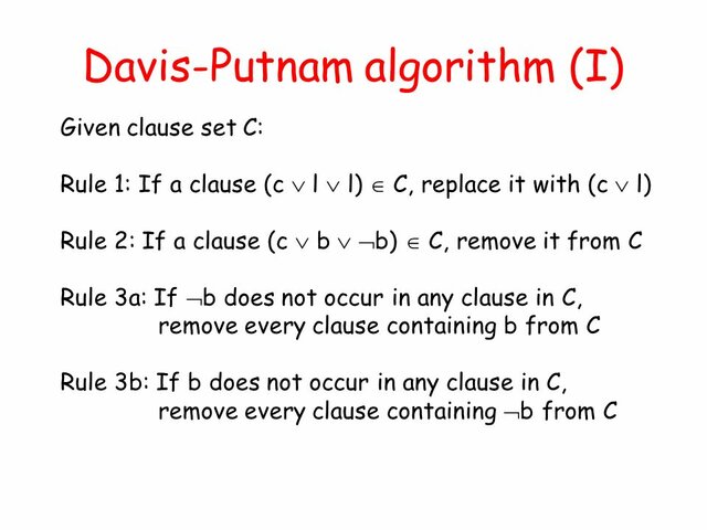 Davis-Putnam Algorithm Theory