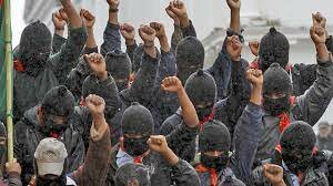 El EZLN Le dedica unas palabras de amenaza al ahora presidente, Ernesto Zedillo en Guadalupe Tepeyac, Chiapas.