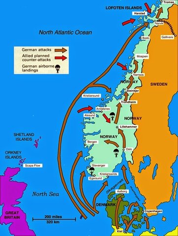 Germany invades Norway and Denmark