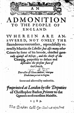 Admonition against Martin Marprelate