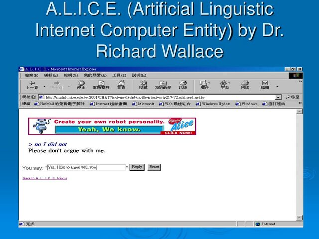 Progresso de IA - A.L.I.C.E