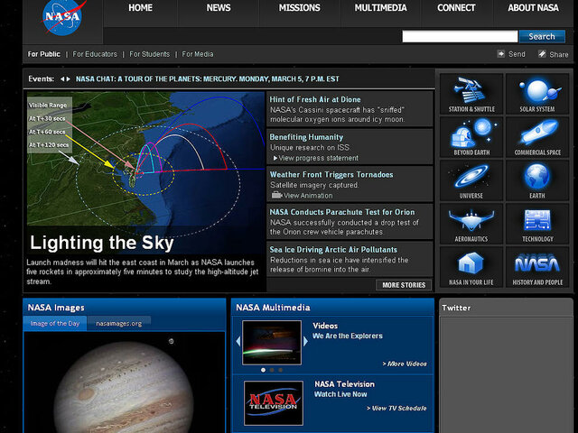 sitio web de la NASA transmite imagenes