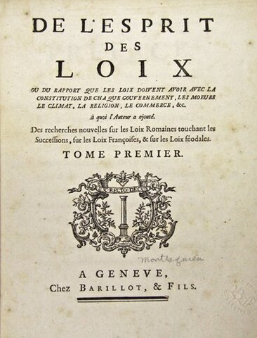 Montesquieu publishes Spirit of the Laws