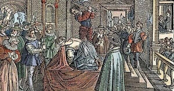 The execution of Mary Stuart, Queen of Scots.