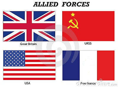 Francia, Gran Bretaña y la Unión de Repúblicas Socialistas Soviéticas y Estados Unidos formaban Los Aliados