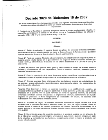 Decreto 2030, Organización de las instituciones educativas