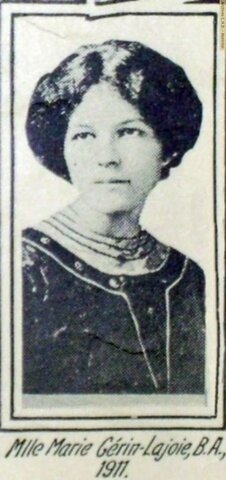 Obtención del primer diploma de una universidad francófona por una mujer, Marie Gérin-Lajoie.