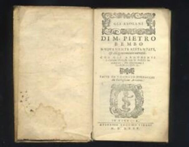 Edición en Venecia de Gli Asorani por parte de Aldo Manuzio