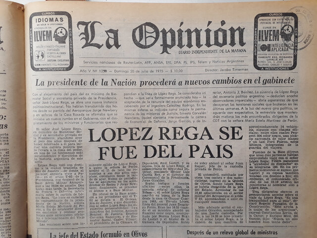 Renuncia y huida de López Rega