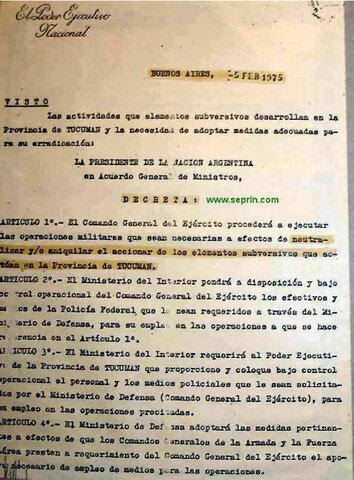 DECRETO  DE ANIQUILAMIENTO 261/75