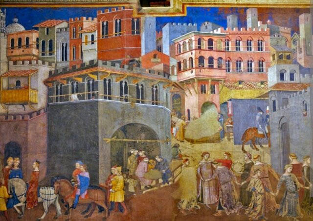 Affreschi di Ambrogio Lorenzetti nel Palazzo Pubblico di Siena