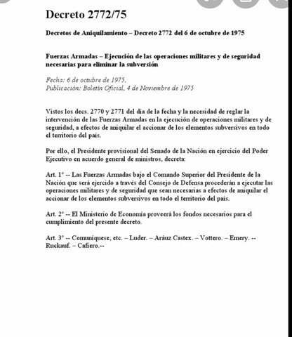 Decreto de aniquilamiento y control guerrillero