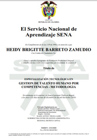 Graduación - Especialización Tecnológica en Gestión del Talento Humano