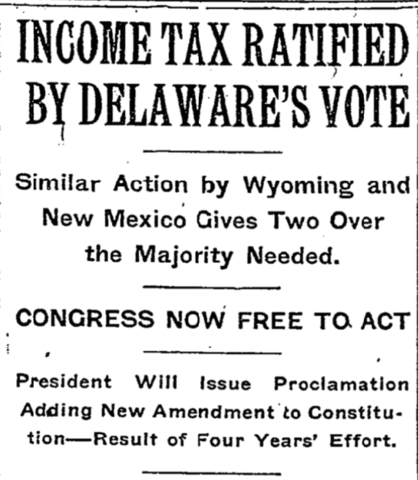 16th Amendment was ratified