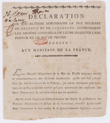 MANIFESTE DE BRUNSWICH