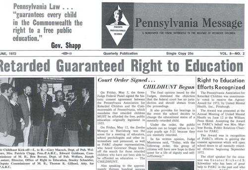 Pennsylvania Association for Retarded Children (PARC) v. Commonwealth of Pennsylvania