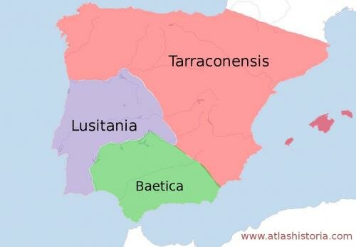 División Hispana: Terraconensis, Lusitania y Baetica