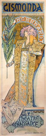Cartel litográfico de  la obra Gismonda de Alfons Mucha