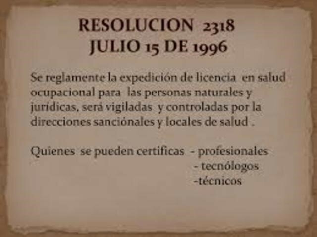 Resolución número 2318 de 1996