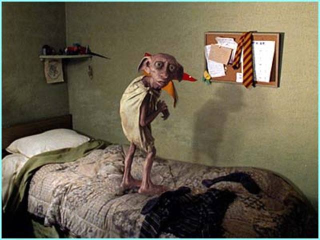 Dobby appears in Harry Potter's bedroom