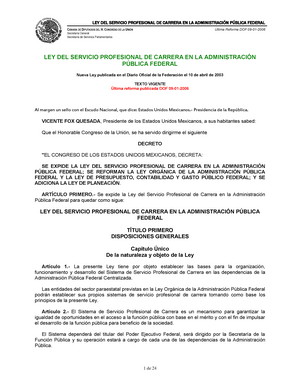 Se expide la Ley del Servicio Profesional de Carrera en la Administración Pública Federal
