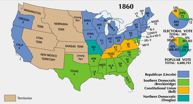 Lincoln wins 1860 Presidential Election