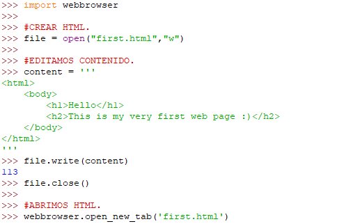 HTML, Python y Visual Basic